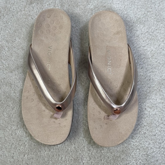 Vionic Davina Flip Flop Sandals Womens 10 Rose Gold - Picture 1 of 13